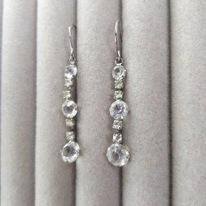 Rhinestone silver tone drop dangle earrings